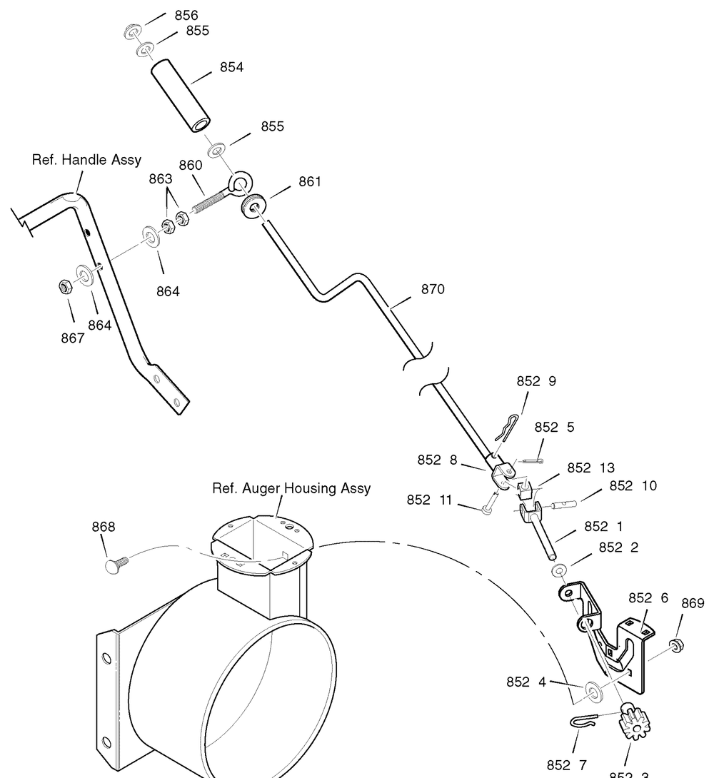 Chute Rod Diagram and Parts List for 622505X105A 2004 Briggs and Stratton Snow Blower